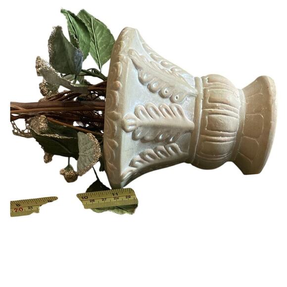 Floral Topiary Set White Christmas Decor White Flower Traditional French Country - Picture 3 of 5